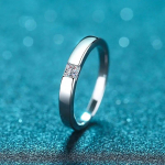 0,3CT princesės kirpimo moissanite sužadėtuvių žiedas moterims, bespalvis deimantinis Weddig juostos, sidabrinė vestuvinė dovana 5.5