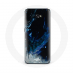 Coque pour Samsung Galaxy A3 2017 Nuages de fum&eacute;e multicolore de bleu gris et noir sur fond noir