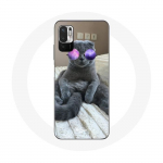 Coque pour Xiaomi Poco M3 Pro Chat avec Lunettes de vue violettes