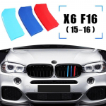 3 vnt. BMW X6 serijai F16 2015-2018 Automobilio priekinių grotelių apdailos juostelės, buferio dangtelio juostelės, M stiliaus lipdukai, Automobilių prekės F16(15-16)