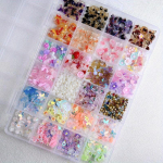 1 Dėžutė Nagų Dailės Dekoravimo Rinkinys, Drugelio Gėlės Kaspinėlio Nagų Dailės Pakabukai, Nagų Perlų Aksesuarai