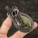 Natural Labradorite Gemstone Handmade Copper Wire Wrap Gift Pendant 3.54 i7b64