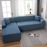 Neper&scaron;lampami elastiniai kampiniai sofos užvalkalai 1/2/3/4 sėdynės Tvirtas sofos užvalkalas L formos sofos slydimo dangčio apsauginis suoliuko užvalkalas 1 seat 90-140cm ežero mėlyna spalva