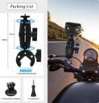 Super Clamp Action Camera Mount 360&deg; Ballhead Magic Arm dvigubos rutulinės galvutės adapteris su sriegiu, skirtas Insta360, skirtas GoPro fotoaparato klipui