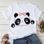 Vasaros mar&scaron;kinėliai Animaciniai mar&scaron;kinėliai moterims Kawaii Panda Joga Spaudas Mieli moteri&scaron;ki mar&scaron;kinėliai Trumpomis rankovėmis Mar&scaron;kinėliai Laisvalaikio vir&scaron;ūnės Mar&scaron;kinėliai S balta