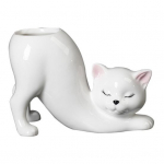 Keraminis kačiuko gėlių vazonas, sultingas vazonas su drenažo anga Unikalaus dizaino minimalistinio stiliaus gyvūnų bonsai laikiklis gėlių konteineris balta