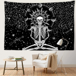 Planetos kaukolės rėmas gobelenas, pakabinamas ant sienos tamsaus hipio tapetai, psichodelinės raganavimo svetainės namų dekoras 95x70CM