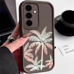 Samsung S24 S23 S22 S21 Ultra A55 A54 A53 A52 A35 A34 A15 A14 5g lazerinis kokoso medžio smūgiams atsparus silikoninis mink&scaron;tas dėklo dangtelis Samsung S24 kava
