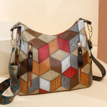 Yogodlns Patchwork Clashing Colors Krep&scaron;ys ant peties Auk&scaron;tos kokybės rankinė Moteri&scaron;ka rankinė Prabangaus dizaino Crossbody Bag Moteri&scaron;kas Messenger Tote 30x10x26cm