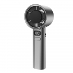 Rankinis ventiliatorius Didelės spartos ne&scaron;iojamas turbofan USB įkraunamas elektrinis ventiliatorius su skaitmeniniu ekranu pilka