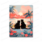 Valentino dienos dovana romanti&scaron;ka miela katė pora saulėlydžio paplūdimio plakatai drobės tapyba sieniniai meno spaudiniai mamai dovana kambario dekoravimui 21x30cm No Framed &scaron;viesiai pilka spalva
