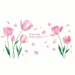 Rožinės tulpės sienos lipdukas miegamajam Svetainės televizoriui Fono siena Įėjimo parduotuvė Apdaila Lipnusis vinilas 60x90cm rožinė