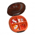 Pill Box ne&scaron;iojamas neslystantis silikoninės sagties dizaino tablečių laikiklis biurui 4 Grid oranžinė