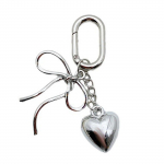 Fashion Heart Bowknot Charm pakabukas Daugiafunkcis raktų pakabuko priedas lydinio tekstūra puikiai tinka telefono dėklui ir krep&scaron;iui sidabras