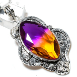 Bi-Color Tourmaline Gemstone Handmade 925 Sterling Silver Pendant 2.64 a3v09
