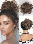 Sintetinė netvarkinga juostelė Elastinė rai&scaron;telė Loose Wave Didelė garbanota kuodelė 10 colių trumpa sintetinė kuodelė su uodega, skirta kasdieniam naudojimui moterims 10inch