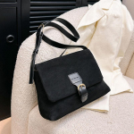 Velvet Messenger Bag Moteri&scaron;ka mada Naujas didelės talpos priemiestinis krep&scaron;ys Paprastas universalus vientisos spalvos zom&scaron;inis pečių skersinis krep&scaron;ys 30x9x21cm juoda