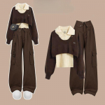 Rudens ir žiemos komplektas Moteri&scaron;kas korėjieti&scaron;kas megztas megztinis, moteri&scaron;kas polo i&scaron; kaklo, universalus darbo drabužių trijų dalių rinkinys S