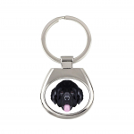 Newfoundland, Newfs, Newfies - geometric keychain with a photo and the inscription Art-Dog balta