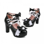 Rožiniai kutukai Nėriniai lankeliai Auk&scaron;takulniai Violetiniai Mieli mergaiti&scaron;ki platforminiai Batai vintažinio stiliaus Esteti&scaron;ki Batai Sissy princesės Cosplay auk&scaron;takulniai 38 juoda