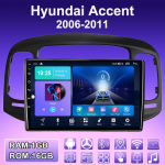 2 DIN Android Carplay Automobilinis Radijas Hyundai Accent 2006-2011 Multimedijos Grotuvas Pagrindinis Įrenginys Stereo GPS Navigacija BT WIFI 2+32GB 1+16GB juoda
