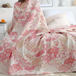 100% medvilninis užmetamas pledas sofai, lovai, kėdutei, sofai, 4 sluoksnių medvilninė dygsniuota megzta-austa boho lovos antklodė, universali itin mink&scaron;ta dekoratyvinė antklodė moterims 150x200cm raudona