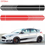 210 cm PVC 2 spalvų juostelės asmenybės automobilių lenktynių juosmens linijos kėbulo &scaron;oninis kėbulo lipdukas juoda