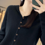 Moteri&scaron;kas ka&scaron;myro megztinis Qinghe ka&scaron;myras 30% ka&scaron;myras 70% vilna Moteri&scaron;kas rudens ir žiemos ka&scaron;myro megztinis mink&scaron;tas ir &scaron;iltas XL juoda