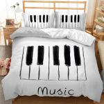 Muzika Antklodės užvalkalas Muzika su G-raktu Juodas Instrumentas Viengulis Patalių komplektas Monochrominis Kūrybingas Ritmi&scaron;kas Ornamentuotas Poliesterio Antklodės užvalkalas 135x200cm 2pcs