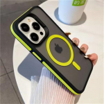 Prabangus Rėmelis Spalvingas Matinis Pusiau Permatomas Magnetinis Dėklas skirtas Magsafe iPhone 16 15 14 13 12 11 Pro Max Plus Belaidžio Įkrovimo Dangtelis iPhone 11 Pro Max geltona