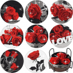 8 vnt./rinkinys rožėmis tapytų padėkliukų rinkinys su laikikliu, &bdquo;pasidaryk pats&ldquo; padėkliukai pradedantiesiems ir suaugusiems, meno ir amatų reikmenys, dovanos 8PCS/Set