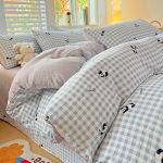 Keturių dalių komplektas, skalbtos medvilnės paklodė, antklodės užvalkalas, trijų dalių komplektas bendrabučiui 2.0m bed