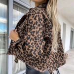 Madingas ir madingas pavasario leopardo džinsinis paltas moterims, europieti&scaron;ko ir amerikieti&scaron;ko stiliaus striukė M leopardas