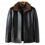 Drabužiai Žiemos Naujos Mados Miesto Atvartas Odinė Striukė Vyri&scaron;ka Audinės Kailio Integruota &Scaron;ilta Odinė Striukė 195 juoda