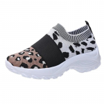 Moteri&scaron;ki leopardo ra&scaron;to sportbačiai, vaik&scaron;čiojimo sportbačiai, stambios platformos, auk&scaron;čio didinimo, kvėpuojantys, elastingi sportbačiai 35 smėlis