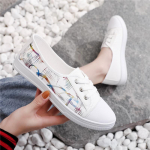 Mada 2024 Pavasaris/Vasara Nauji Drobės Batai Moteri&scaron;ki Korėjieti&scaron;ko Stiliaus Universalūs Juodi Kvėpuojantys Laisvalaikio Batai Studentams Rytiniai Bėgimo Batai 35 balta