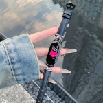 Prabangus odinis dirželis &bdquo;Xiaomi Mi Band 9&ldquo; apyrankei, pakeičiantis daugiaspalvį dirželį &bdquo;Xiaomi Mi Band 8&ldquo; apyrankei &bdquo;Correa&ldquo; apyrankė xiaomi mi band 9/8 juoda