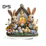 Velykų kiau&scaron;inių zuikio ornamentas 2D plok&scaron;čias akrilo dekoras Animacinio filmo triu&scaron;io spalvoto kiau&scaron;inio ornamentas prie knygų lentynos mantel televizoriaus stovas C