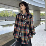 2024 m. raidės ilgomis rankovėmis mar&scaron;kinėliai japoni&scaron;ko Honkongo stiliaus laisvi mar&scaron;kinėliai berniukams, vasari&scaron;ki, madingi, universalūs, laisvalaikio paltai M raudona