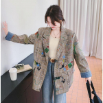 Madinga ir laisva pilka striukė su grafiti ra&scaron;tu, skirta moteri&scaron;kam rudeniui XXL