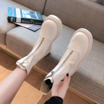 Moteri&scaron;ki Ankle Boots Balti Batai Apvalus Pir&scaron;tas Platforma Trumpi Batai Moterims Stambūs Avalynė Eleganti&scaron;ki Su Vidutiniu Kulnu Žiema 2024 35