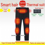 I&scaron;manus elektrinis &scaron;ildomas žieminis kostiumas: Apima &scaron;ildančius medvilnine pamink&scaron;tintus drabužius ir &scaron;alčiui atsparius apatinius drabužius ir kelnes pants, XXXL juoda