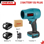 OENVAN 2000W be&scaron;epetėlis elektrinis oro pūstuvas 200M/S akumuliatorinis turbo pūstuvas dulkių sniego valytuvas elektrinis įrankis skirtas Makita 18V akumuliatoriui 2 Battery 588VF set