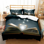 Magijos knygos antklodės užvalkalų rinkinys Violetinė &Scaron;viesi Knygos antklodės užvalkalas Lengvas Poliesterio dygsniuotas užvalkalas su pagalvės užvalkalu berniukams paaugliams EU single(135x200cm)