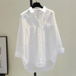 2025 Korėjieti&scaron;ka Mada Balta Moteri&scaron;ka Palaidinė Nauja Pavasarinė Ilgomis Rankovėmis Paprastos Palaidinės Sagomis Biuro Dama Topai 12616 XL