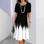 Moteri&scaron;kos suknelės 3D gradiento geometrinė spauda Suknelė su gėlėtomis gėlėmis trumpomis rankovėmis vakarėliams Eleganti&scaron;ki vir&scaron;utiniai drabužiai Retro A formos sijonas 5XL