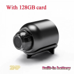 HD infraraudonųjų spindulių naktinio matymo kamera namų belaidė Wifi kamera Mini stebėjimo kamera 【built-in battery】2MP+128g Card juoda