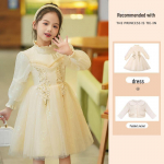 2024 m. rudens/žiemos mergaičių ilgomis rankovėmis vilnonė princesės suknelė 120 cm