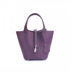 Natūralios odos moteri&scaron;kų rankinių dizainerio mažas ne&scaron;iojamas krep&scaron;ys be logotipo Pirmasis karvės odos pečių pirkinių krep&scaron;io sluoksnis su sidabro atspalvio užraktu Mini 18x13x18cm violetinė