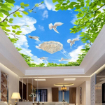 Mėlyno dangaus balandžių tapetai Lubų freska 3D stereo erdvės sienų popierius Svetainės vie&scaron;bučio tapetai 200 cm(W) x 140 cm(H) blue